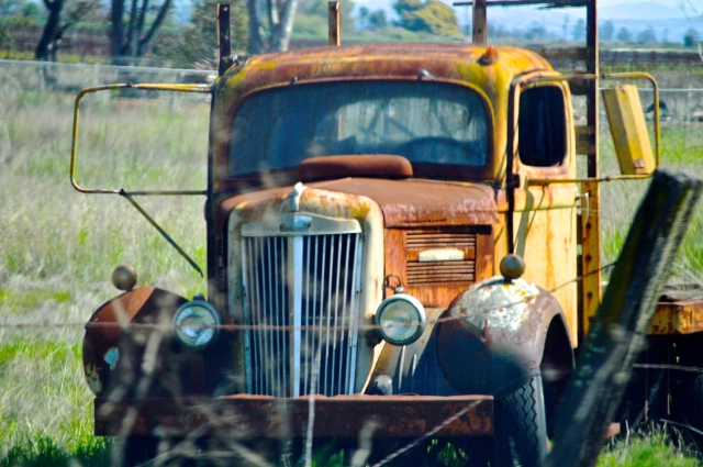 old truck in farm pasture