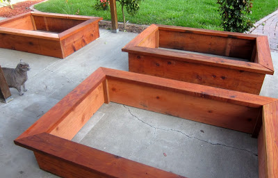 I want wood planters like these for my vegetable gardens!