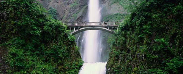 bridge and waterfall